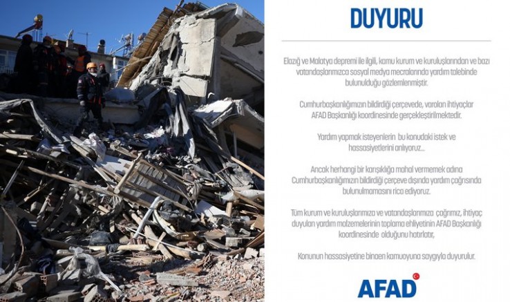 Resmi Duyuru: Deprem Yardımlarını Sadece AFAD Toplayabilir!