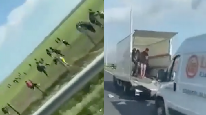 Avusturya’da bir kamyonun kasasında onlarca mülteci görüntülendi