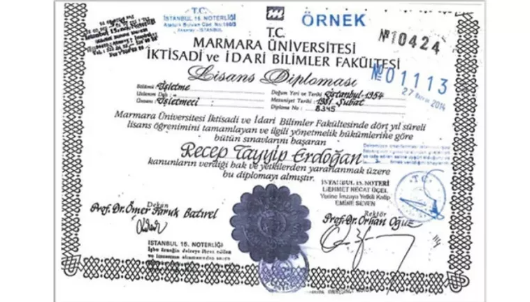 Erdoğan’ın üniversite diploması ve mezuniyet belgesi paylaşıldı