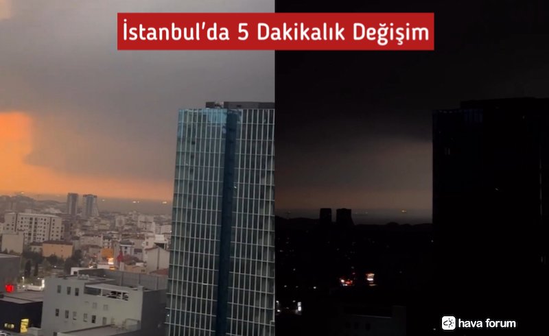 Raf bulutları İstanbul’da beş dakikalığına gündüzü geceye cevirdi