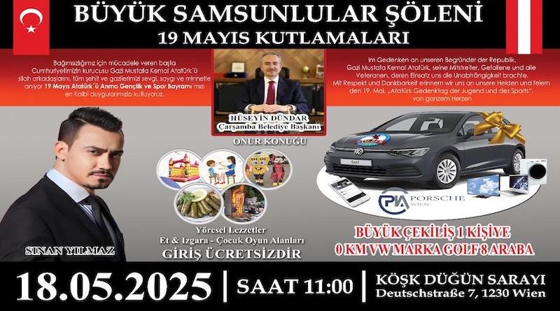 Viyana’da “Büyük Samsunlular Şöleni”ne davet