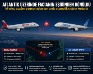 İki yolcu uçağını çarpışmadan son anda otomatik sistem kurtardı